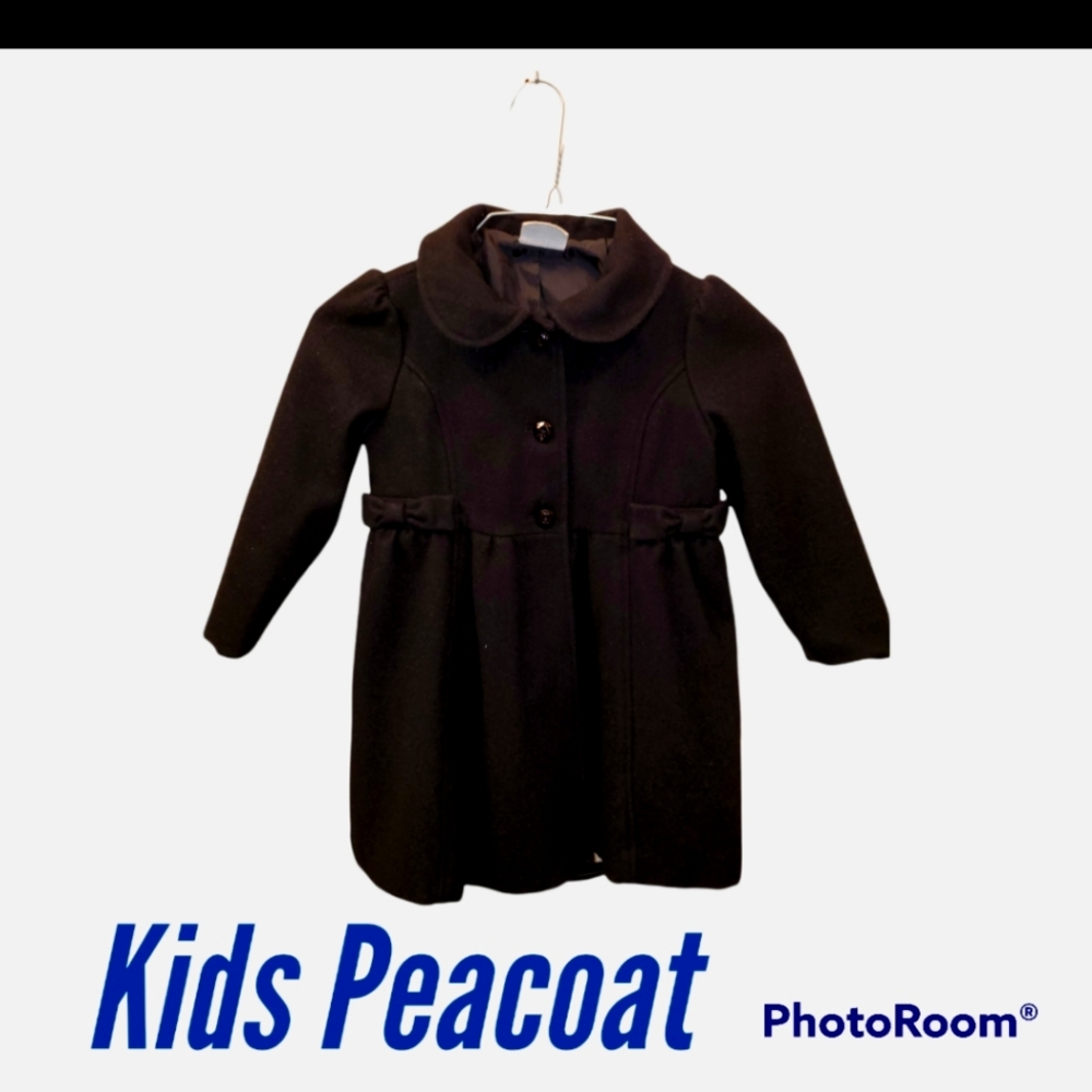 Crazy 8 Wool Blend Black Peacoat Bow Accent 4t Christmas Holiday Winter Elegant